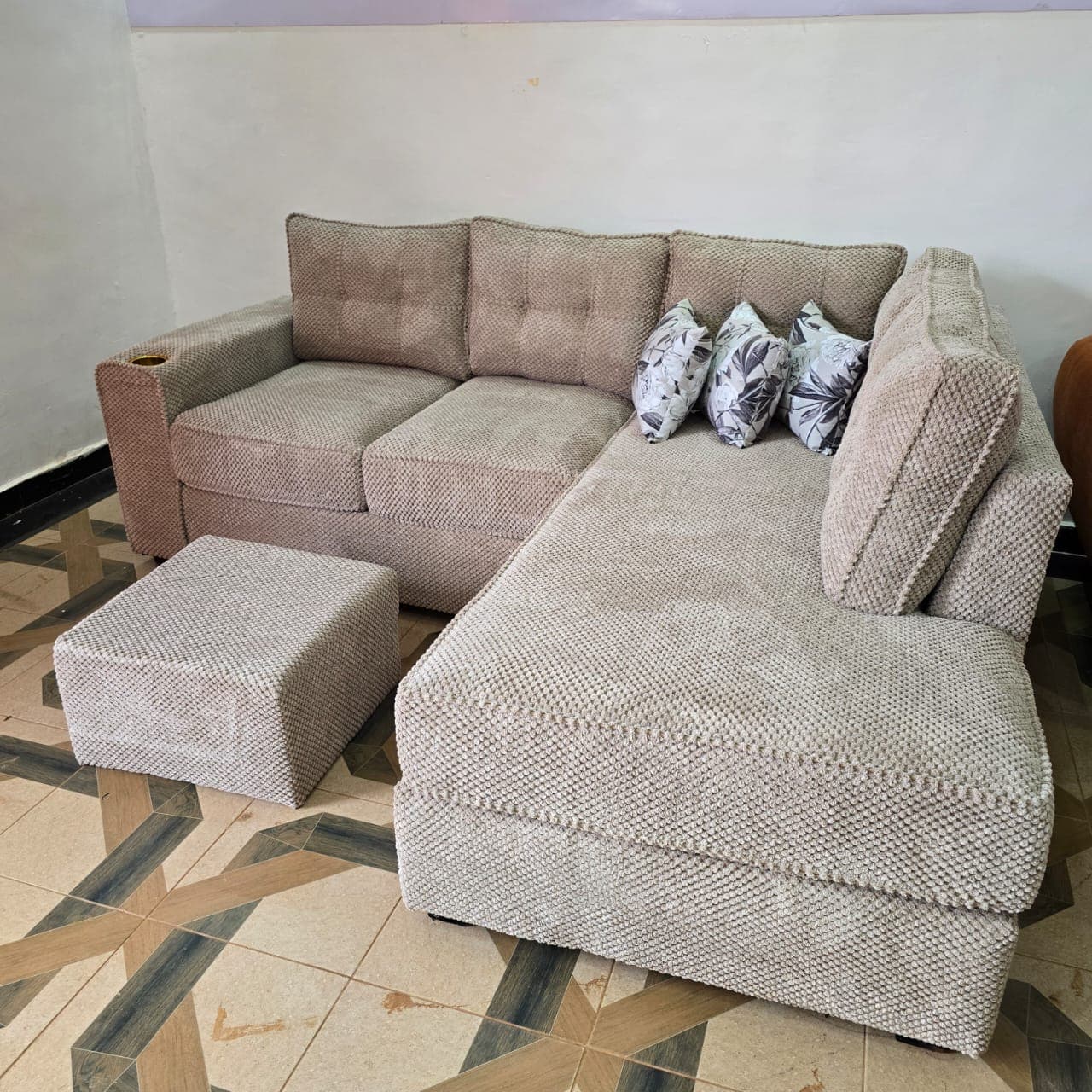 Beige L-Shape Sectional Sofa