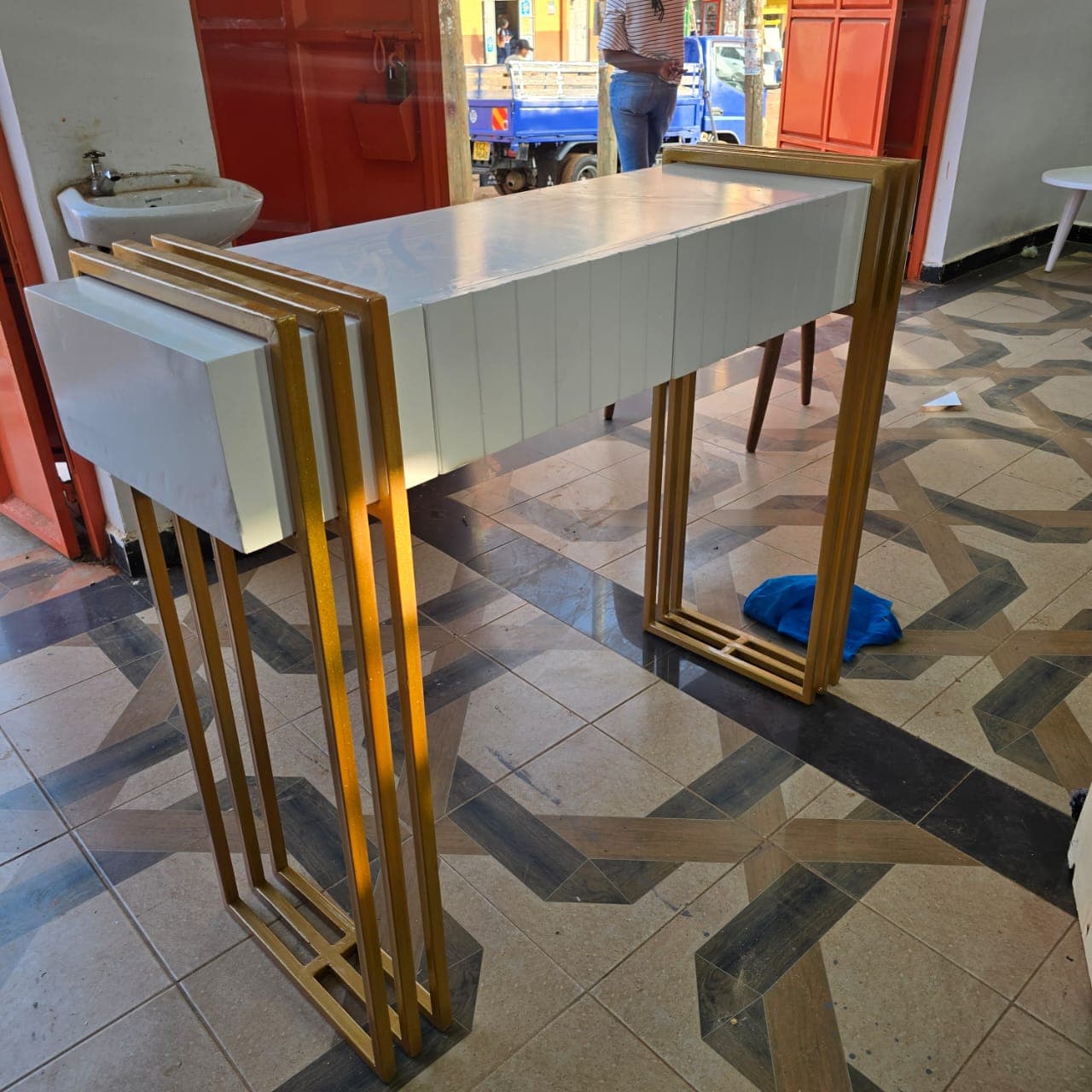 White Fluted Console Table